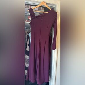 Adam Plum One-Shoulder Long Sleeve Midi Dress